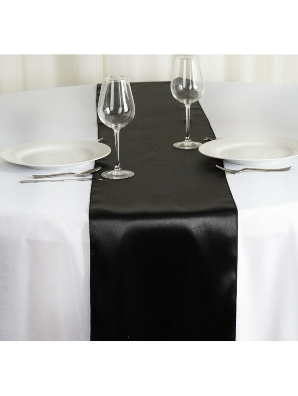 SiinvdaBZX 12 Pcs Black Satin Table Runner 12 x 108inches Long Smooth